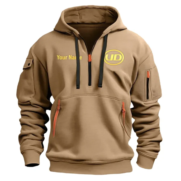 UD Trucks Gift For Truckers Exclusive Logo Fashion Hoodie Half Zipper BLT5325A2UD - Khaki - Image 2