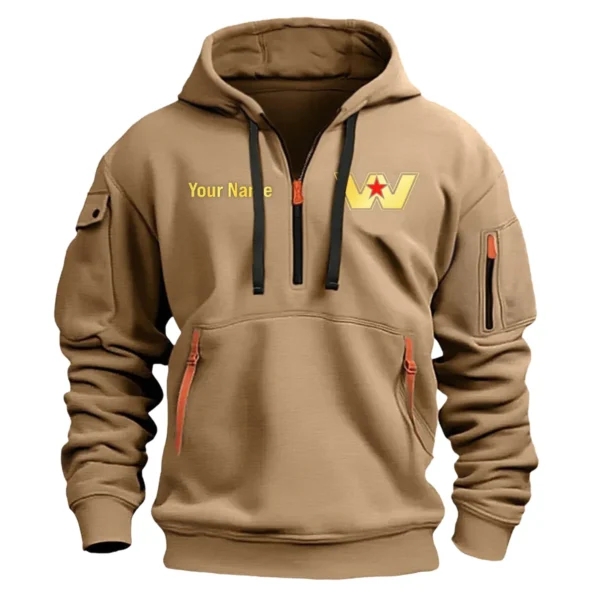 Western Star Gift For Truckers Exclusive Logo Fashion Hoodie Half Zipper BLT5325A2WS - Khaki - Image 2