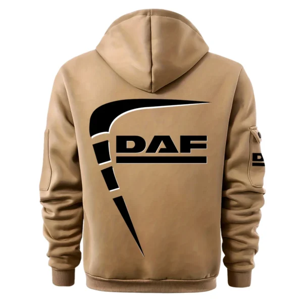 DAF Trucks Gift For Truckers Exclusive Logo Fashion Hoodie Half Zipper BLT5225DAF - Khaki - Image 3