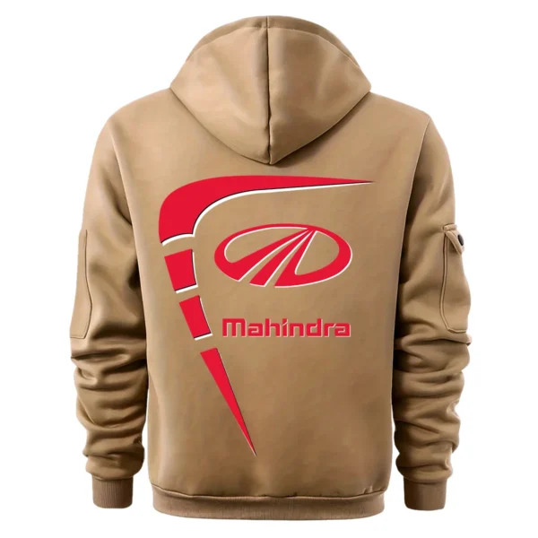 Mahindra Gift For Truckers Exclusive Logo Fashion Hoodie Half Zipper BLT5225MHD - Khaki - Image 3