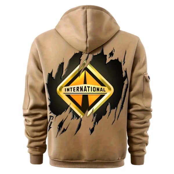 International Trucks Gift For Truckers Exclusive Logo Fashion Hoodie Half Zipper BLT5325A2IT - Khaki - Image 3