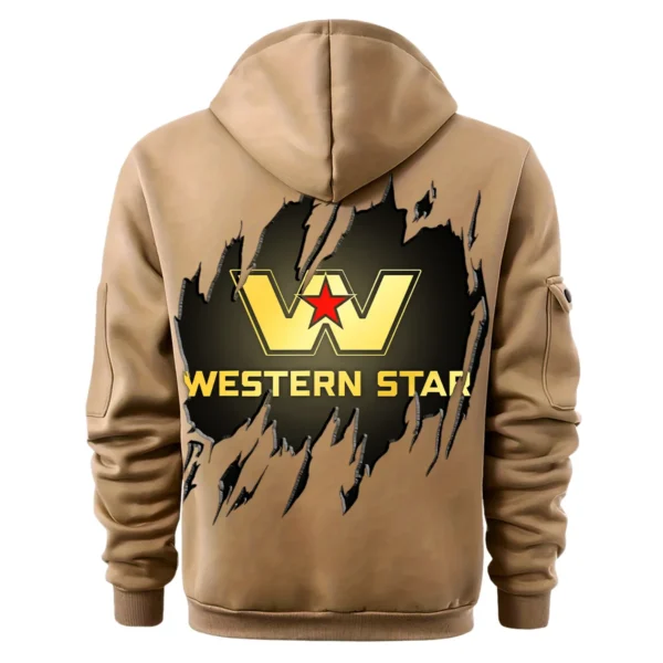 Western Star Gift For Truckers Exclusive Logo Fashion Hoodie Half Zipper BLT5325A2WS - Khaki - Image 3