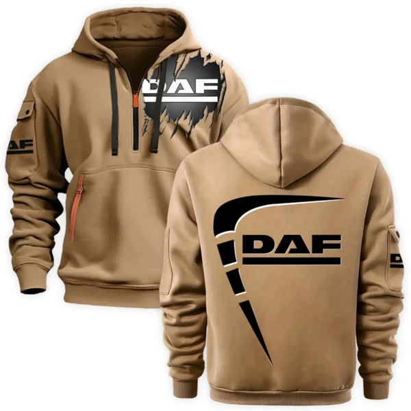 DAF Trucks Gift For Truckers Exclusive Logo Fashion Hoodie Half Zipper BLT5225DAF - Khaki