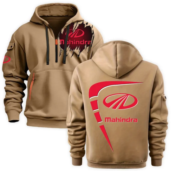 Mahindra Gift For Truckers Exclusive Logo Fashion Hoodie Half Zipper BLT5225MHD - Khaki