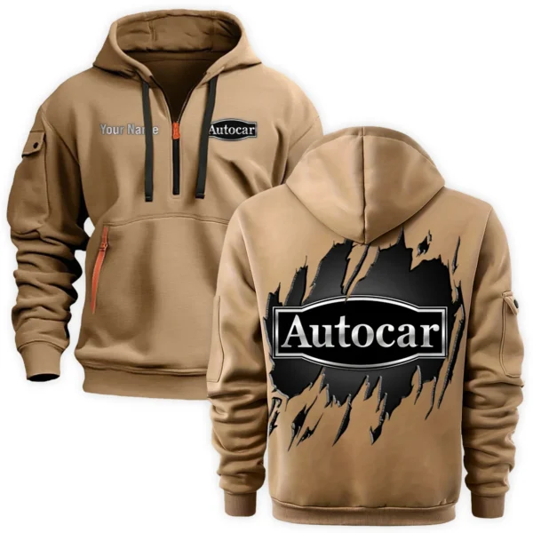 Autocar Trucks Gift For Truckers Exclusive Logo Fashion Hoodie Half Zipper BLT5325A1ATC - Khaki