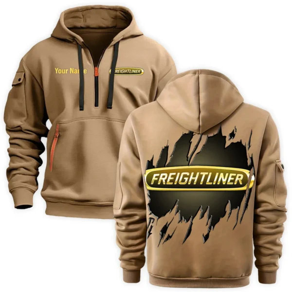 Freightliner Gift For Truckers Exclusive Logo Fashion Hoodie Half Zipper BLT5325A2FRE - Khaki