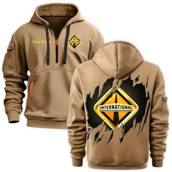International Trucks Gift For Truckers Exclusive Logo Fashion Hoodie Half Zipper BLT5325A2IT - Khaki