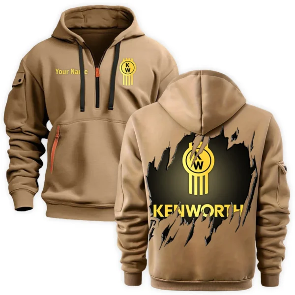 Kenworth Gift For Truckers Exclusive Logo Fashion Hoodie Half Zipper BLT5325A2KW - Khaki
