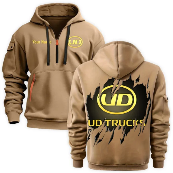 UD Trucks Gift For Truckers Exclusive Logo Fashion Hoodie Half Zipper BLT5325A2UD - Khaki