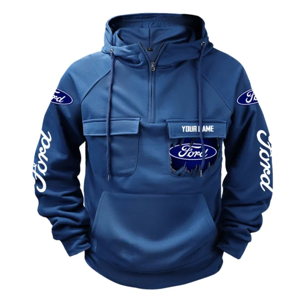 Ford Trucks Gift For Truckers Exclusive Logo Tactical Quarter Zip Hoodie BLT3225FT - DarkBlue - Image 2