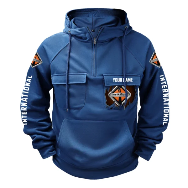 International Trucks Gift For Truckers Exclusive Logo Tactical Quarter Zip Hoodie BLT3225IT - DarkBlue - Image 2