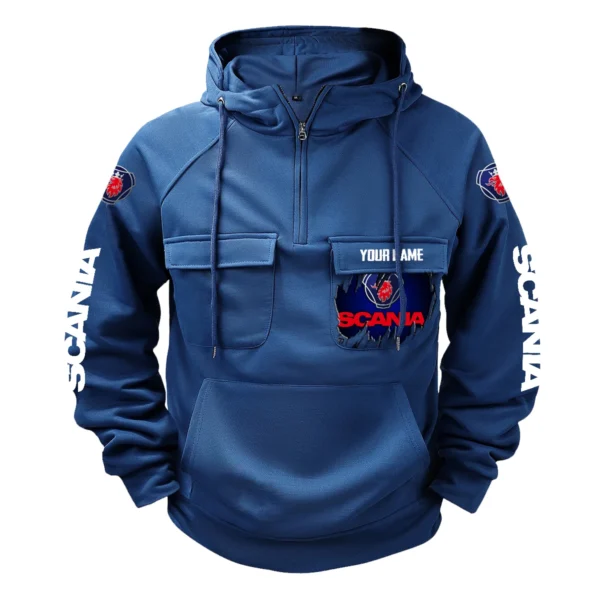 Scania Gift For Truckers Exclusive Logo Tactical Quarter Zip Hoodie BLT3225SCA - DarkBlue - Image 2