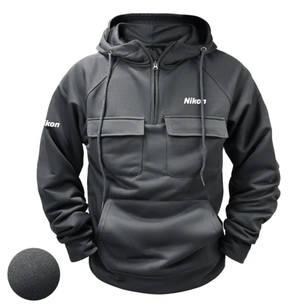 Nikon Photography Gift For Photographers Tactical Quarter Zip Hoodie BLNP1707240A1NKQZH - Gray