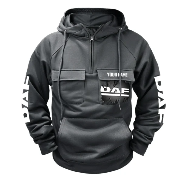 DAF Trucks Gift For Truckers Exclusive Logo Tactical Quarter Zip Hoodie BLT3225DAF - Gray - Image 2
