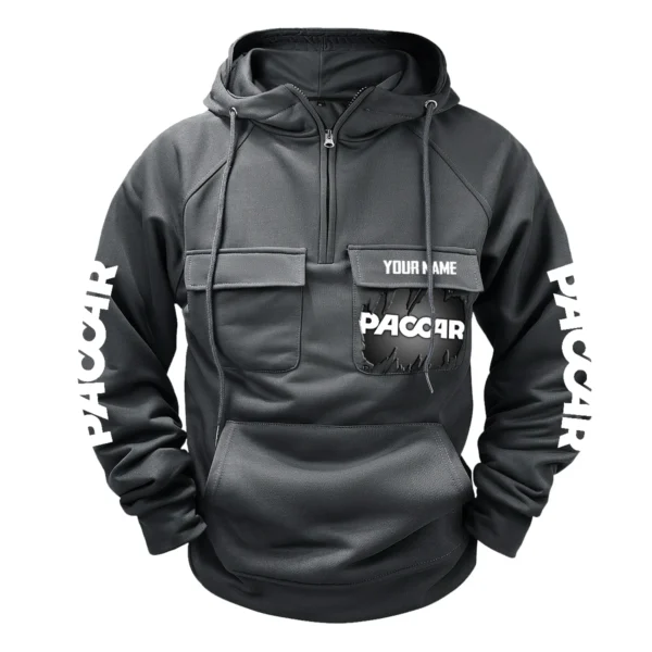 Paccar Gift For Truckers Exclusive Logo Tactical Quarter Zip Hoodie BLT3225PAC - Gray - Image 2