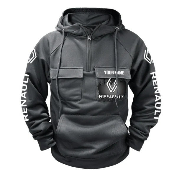 Renault Trucks Gift For Truckers Exclusive Logo Tactical Quarter Zip Hoodie BLT3225RT - Gray - Image 2