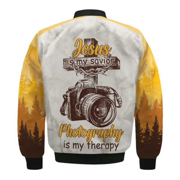 Jesus Is My Savior Photography Is My Therapy Nikon Photography Gift For Photographers All Over Prints BL2410240A2NK - Bomber - Image 3