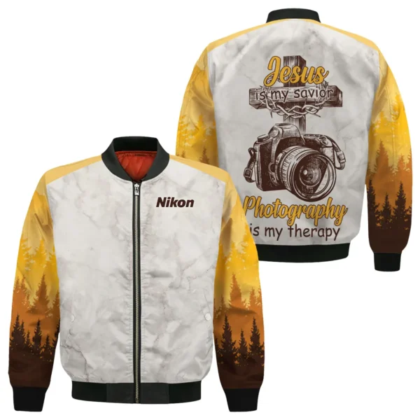 Jesus Is My Savior Photography Is My Therapy Nikon Photography Gift For Photographers All Over Prints BL2410240A2NK - Bomber