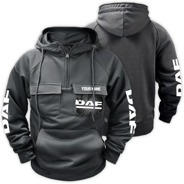 DAF Trucks Gift For Truckers Exclusive Logo Tactical Quarter Zip Hoodie BLT3225DAF - Gray