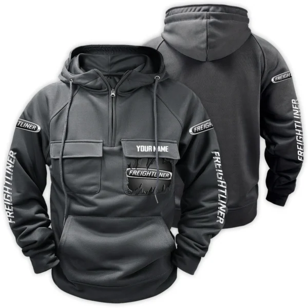 Freightliner Gift For Truckers Exclusive Logo Tactical Quarter Zip Hoodie BLT3225FRE - Gray