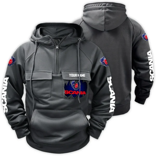 Scania Gift For Truckers Exclusive Logo Tactical Quarter Zip Hoodie BLT3225SCA - Gray