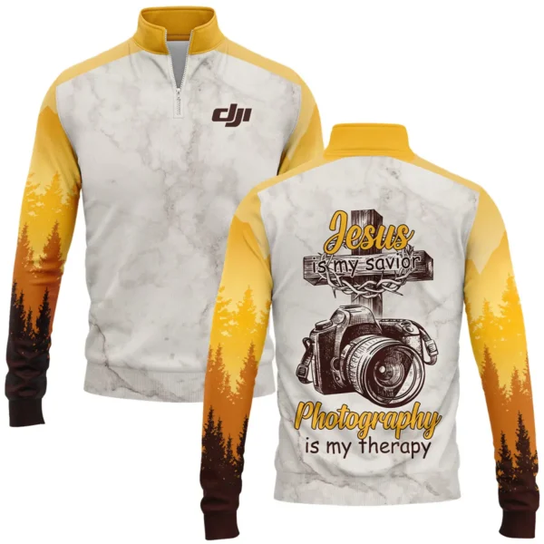 Jesus Is My Savior Photography Is My Therapy DJI Photography Gift For Photographers All Over Prints BL2410240A2DJI - Quarter-Zip Jacket
