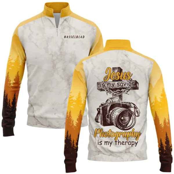 Jesus Is My Savior Photography Is My Therapy Hasselblad Photography Gift For Photographers All Over Prints BL2410240A2HSB - Quarter-Zip Jacket