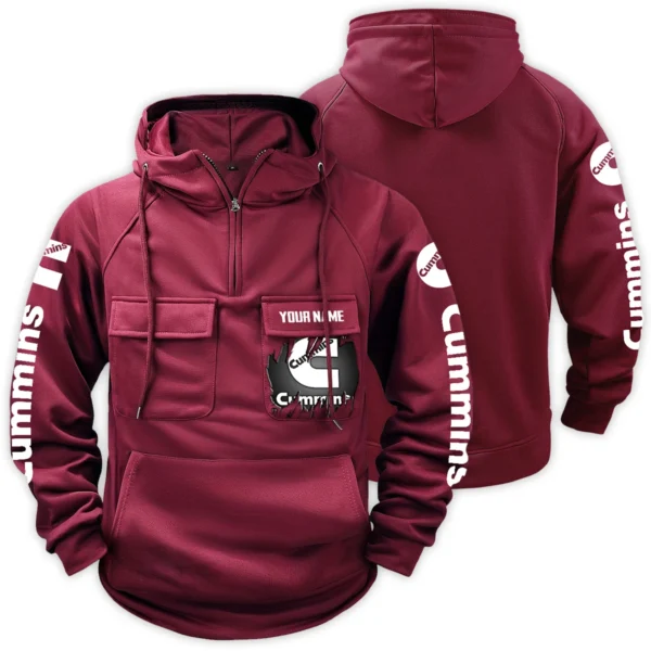 Cummins Gift For Truckers Exclusive Logo Tactical Quarter Zip Hoodie BLT3225CM - WineRed