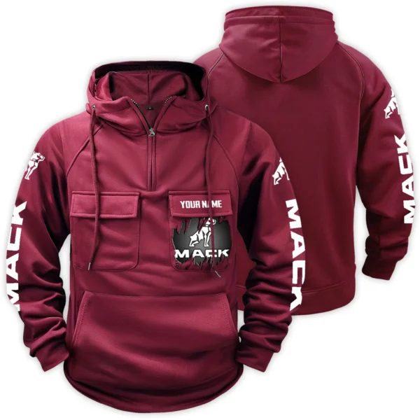 Mack Trucks Gift For Truckers Exclusive Logo Tactical Quarter Zip Hoodie BLT3225MT - WineRed