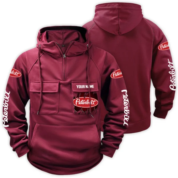 Peterbilt Gift For Truckers Exclusive Logo Tactical Quarter Zip Hoodie BLT3225PTB - WineRed