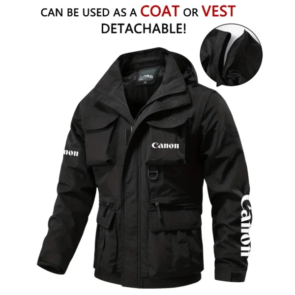 Canon Photography Gift For Photographers Multi Pocket Jacket BLPT1811240A1CNMPJ - Black - Image 4