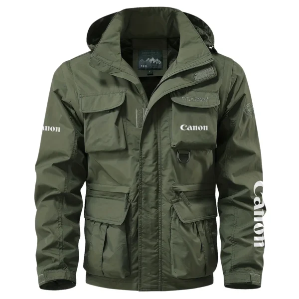 Canon Photography Gift For Photographers Multi Pocket Jacket BLPT1811240A1CNMPJ - Army Green - Image 2