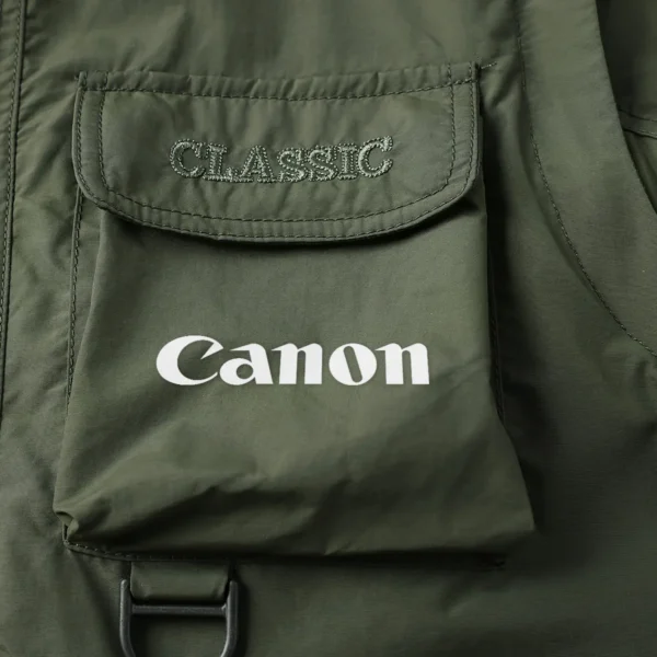 Canon Photography Gift For Photographers Multi Pocket Jacket BLPT1811240A1CNMPJ - Army Green - Image 5