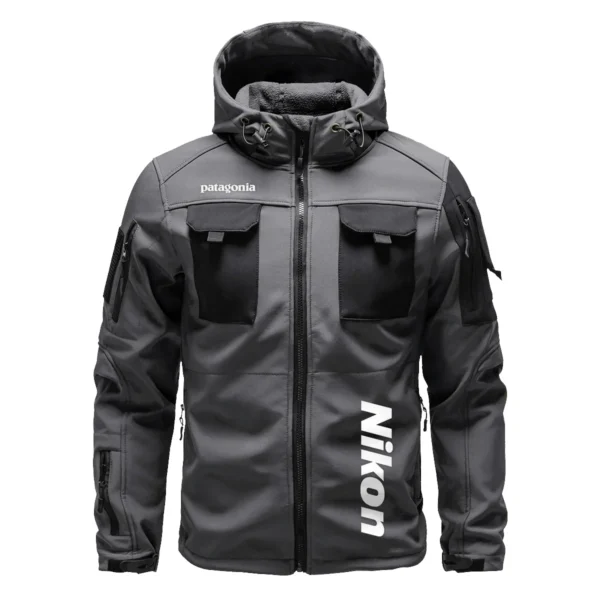 Patagonia x Nikon Gift For Photographers Outdoor Tactical Beetle Hooded Jacket With Pockets - BL2611240A4PTGNK - Gray - Image 2