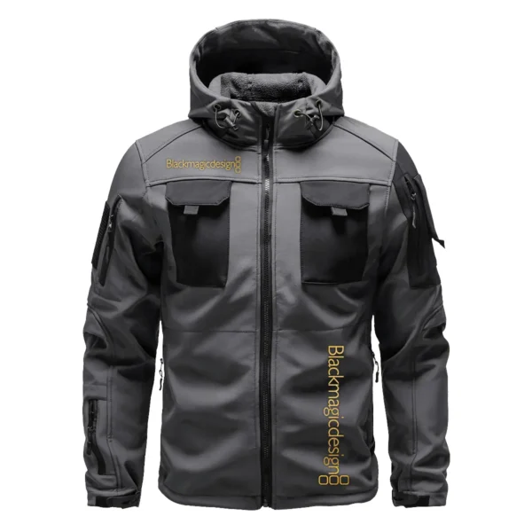 Blackmagic Design Photography Gift For Photographers Outdoor Tactical Beetle Hooded Jacket With Pockets - BLPT1311240A2BMDBHJ - Gray - Image 2