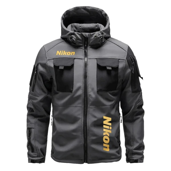 Nikon Photography Gift For Photographers Outdoor Tactical Beetle Hooded Jacket With Pockets - BLPT1311240A2NKBHJ - Gray - Image 2