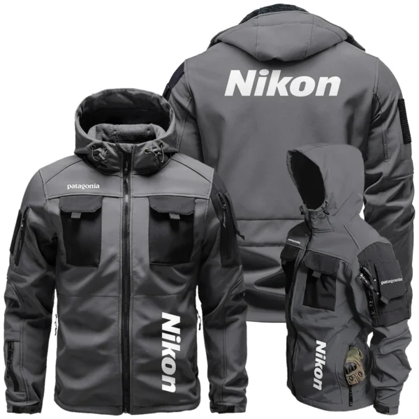 Patagonia x Nikon Gift For Photographers Outdoor Tactical Beetle Hooded Jacket With Pockets - BL2611240A4PTGNK - Gray