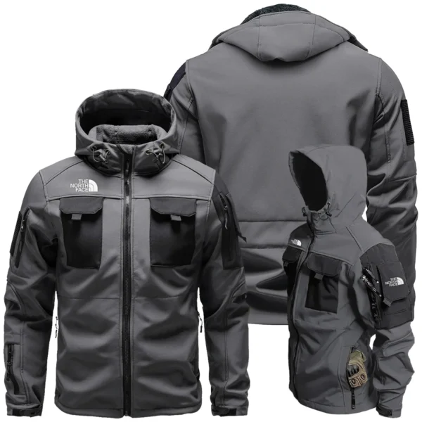 The North Face Outdoor Clothing Brand Gift For Photographers Outdoor Tactical Beetle Hooded Jacket With Pockets - BLBR912240A1TNFBHJ - Gray