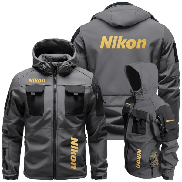 Nikon Photography Gift For Photographers Outdoor Tactical Beetle Hooded Jacket With Pockets - BLPT1311240A2NKBHJ - Gray