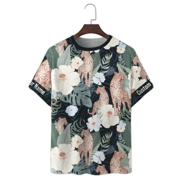 Blackmagic Design Leopards And Tropical Flowers Photography Summer Pattern Premium T-Shirt All Over Prints Gift Loves BL1125A61BMDTS - Image 2