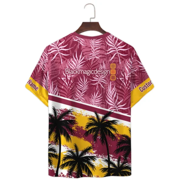 Blackmagic Design Palm And Monstera Leaves Photography Summer Pattern Premium T-Shirt All Over Prints Gift Loves BL1125A15BMDTS - Image 3
