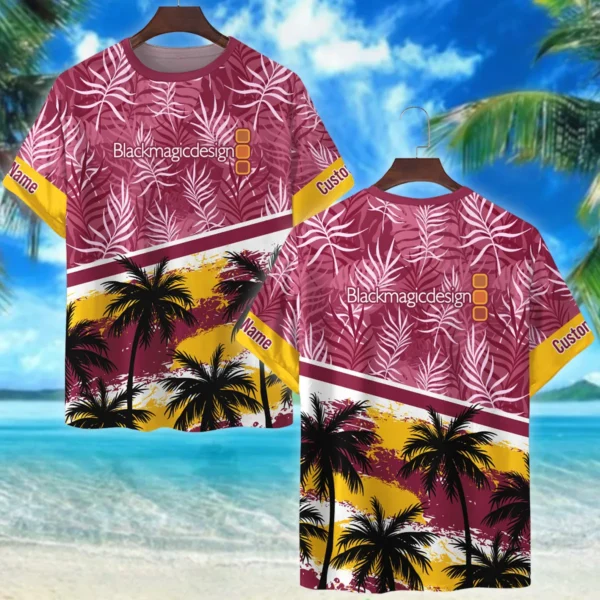 Blackmagic Design Palm And Monstera Leaves Photography Summer Pattern Premium T-Shirt All Over Prints Gift Loves BL1125A15BMDTS