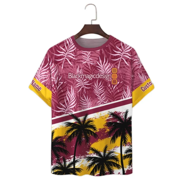 Blackmagic Design Palm And Monstera Leaves Photography Summer Pattern Premium T-Shirt All Over Prints Gift Loves BL1125A15BMDTS - Image 2