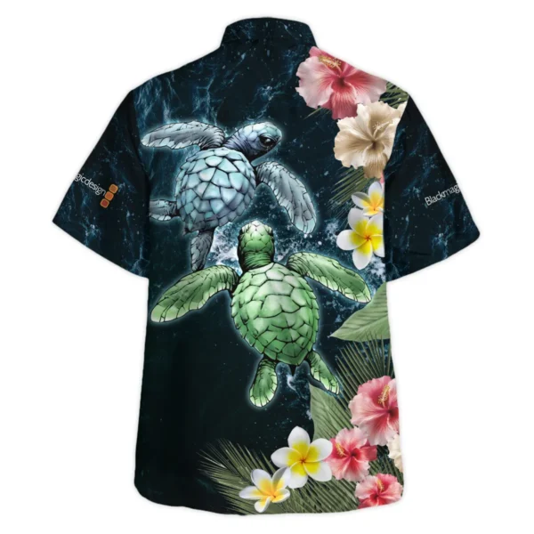 Blackmagic Design Turtle Dance With Flower Photography Summer Pattern Hawaiian Shirt All Over Prints Gift Loves BL1125A60BMDHW - Image 3