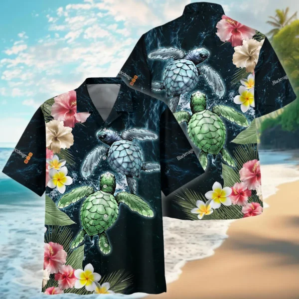 Blackmagic Design Turtle Dance With Flower Photography Summer Pattern Hawaiian Shirt All Over Prints Gift Loves BL1125A60BMDHW