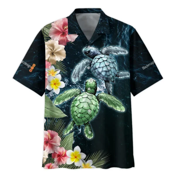 Blackmagic Design Turtle Dance With Flower Photography Summer Pattern Hawaiian Shirt All Over Prints Gift Loves BL1125A60BMDHW - Image 2