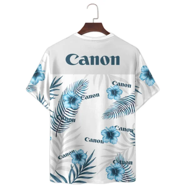 Canon Hibiscus Palm Leaves Photography Summer Pattern Premium T-Shirt All Over Prints Gift Loves BL1125A4CNTS - Image 3