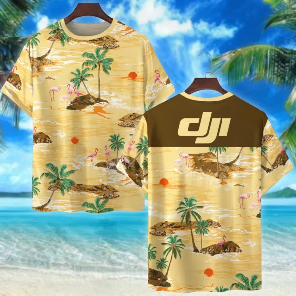 DJI Palm Island With Flamingo Photography Summer Pattern Premium T-Shirt All Over Prints Gift Loves BL1125A53DJITS