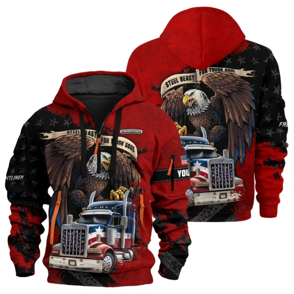 Freightliner Gift For Truckers Exclusive Logo Hoodie Half Zip BLT11225A1FRE3HZ - Image 3