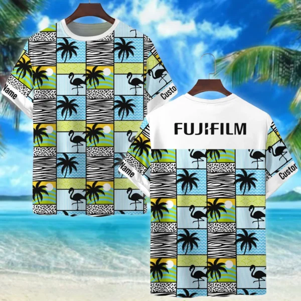 Fujifilm Flamingos And Palms Photography Summer Pattern Premium T-Shirt All Over Prints Gift Loves BL1125A9FJFTS